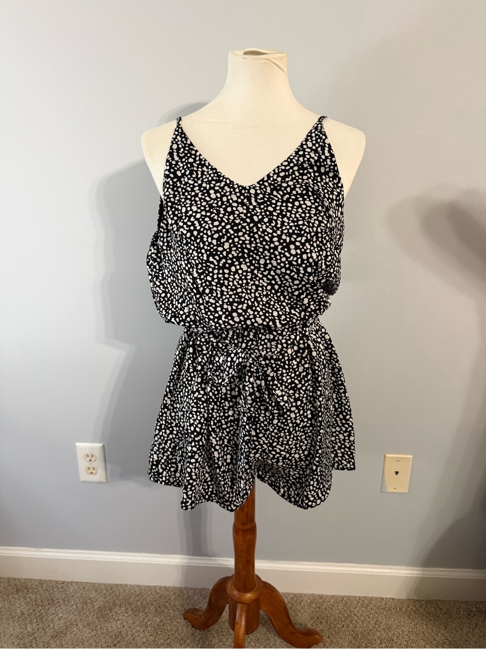 She + Sky Black and White Printed Romper